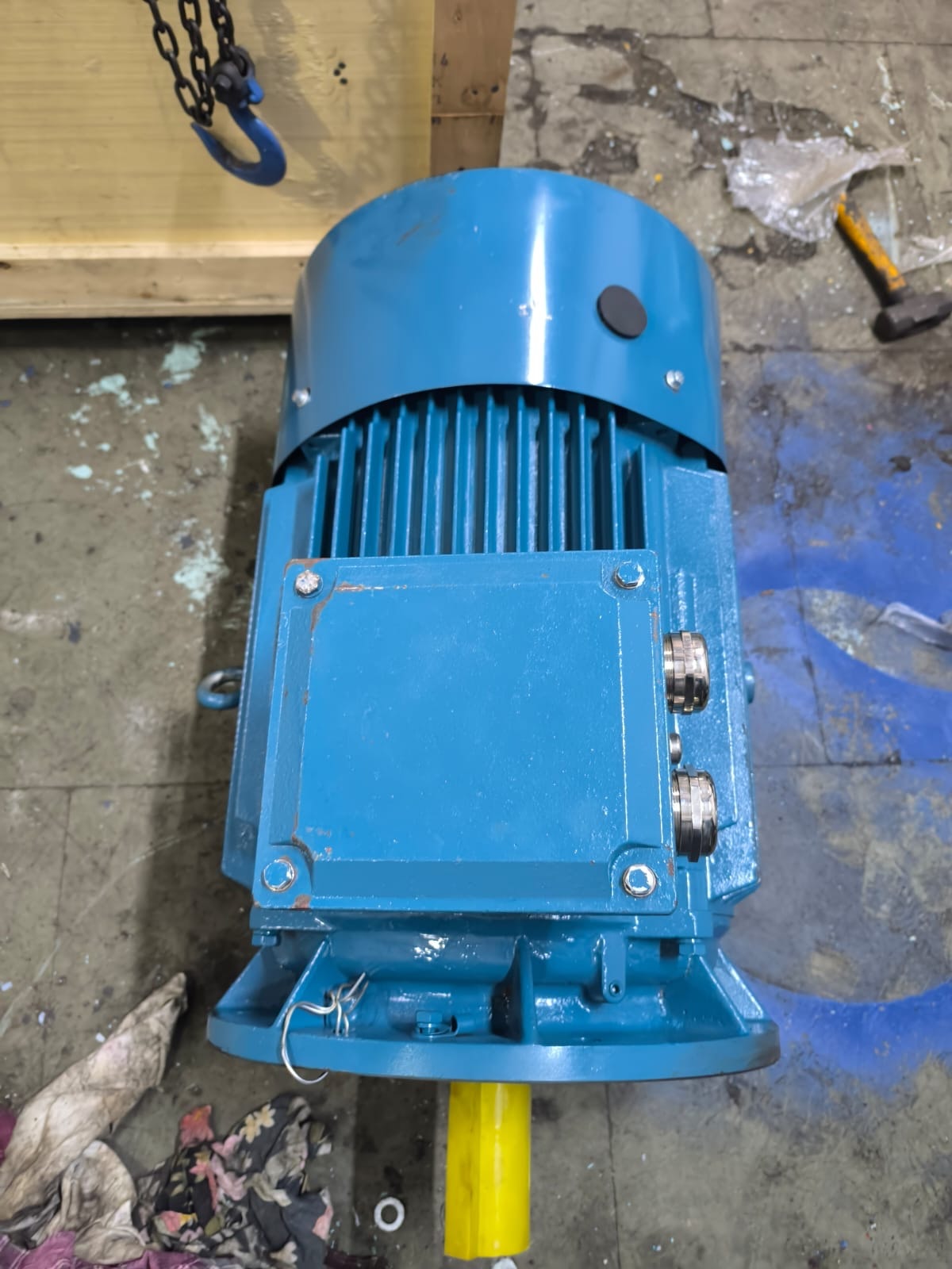 Industrial electric motors on workshop floor