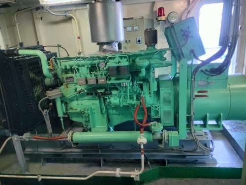 Industrial diesel generator in an engine room