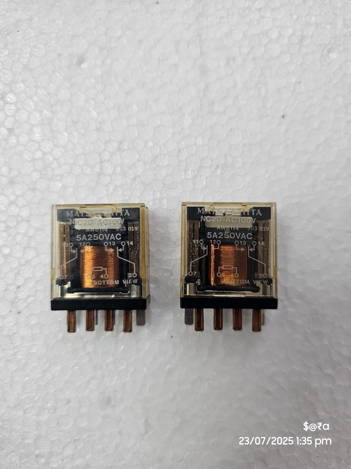 Two electromagnetic relays with copper coils