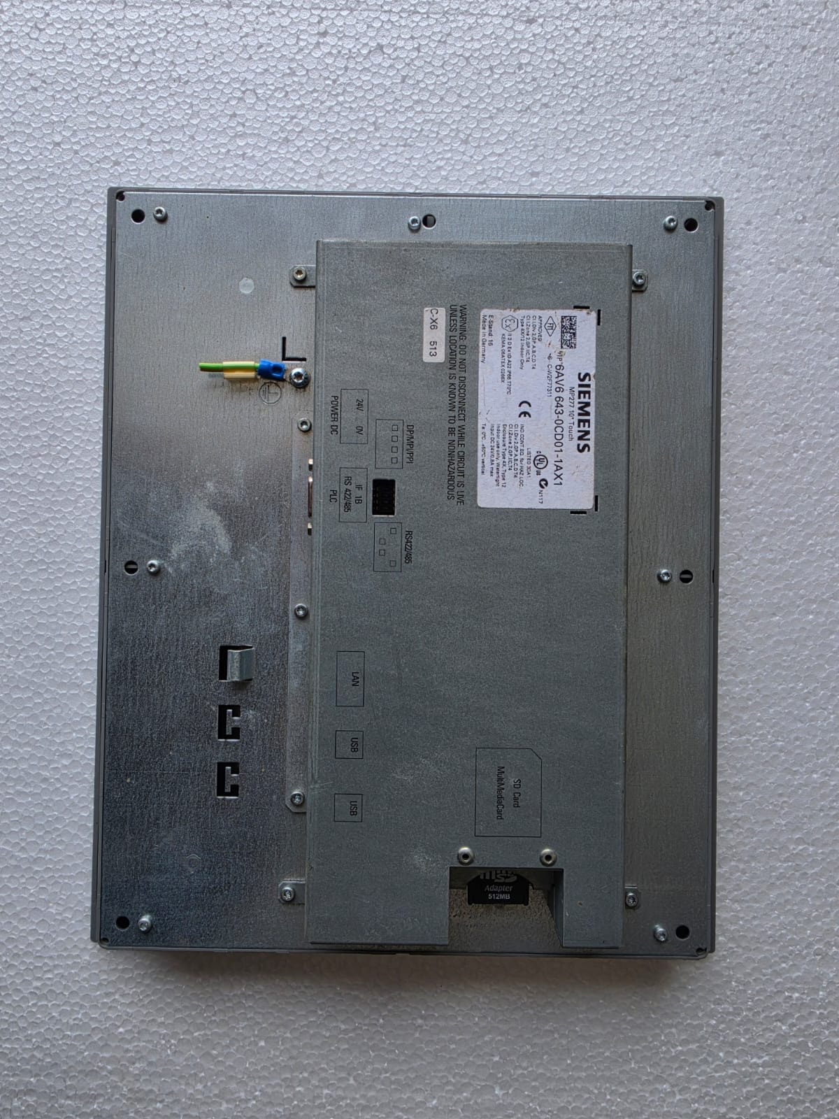 Siemens industrial control panel rear view
